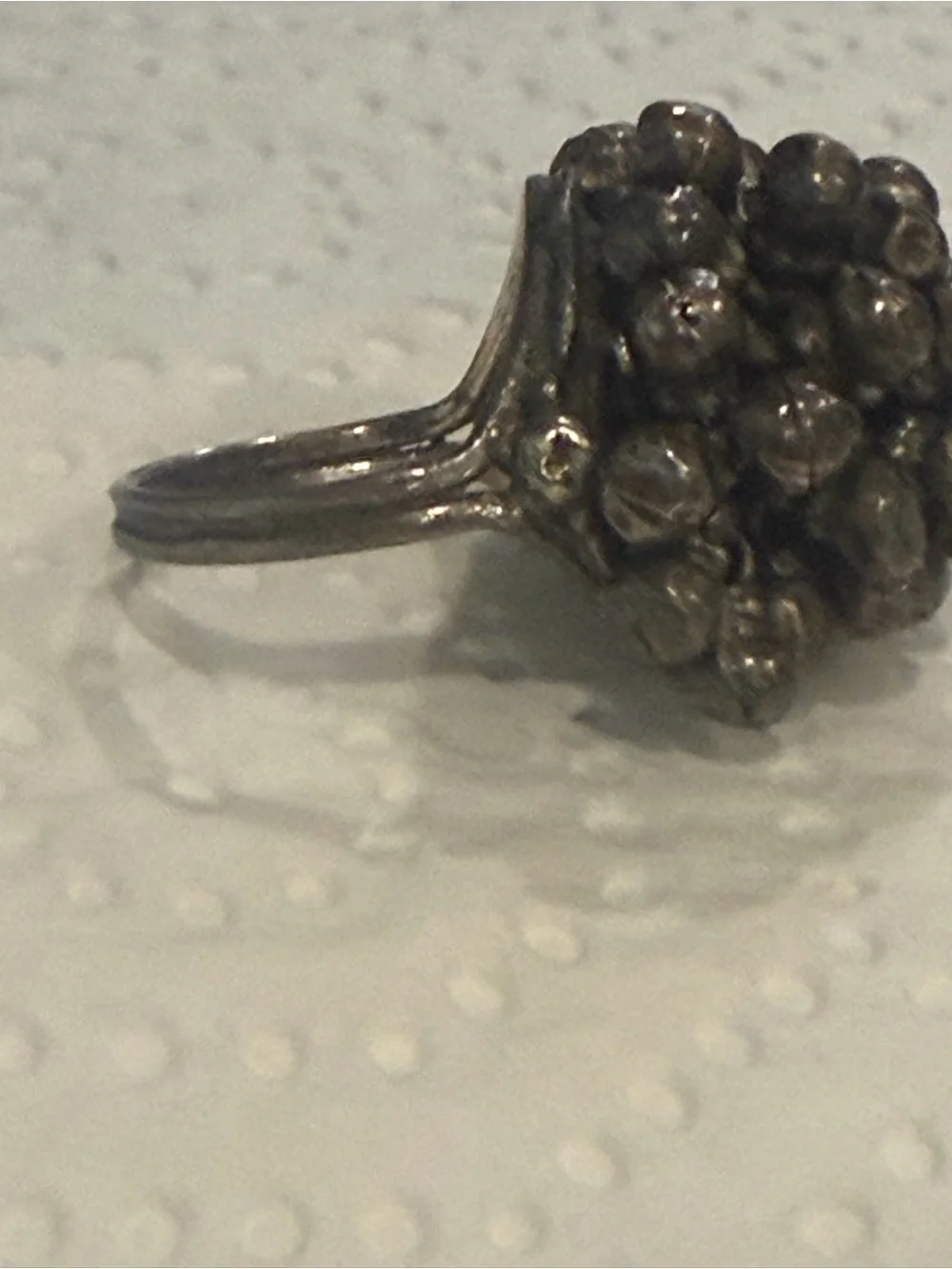 Vintage Sterling Silver 925 Beaded Dangle  Statement Size 5 Ring #420